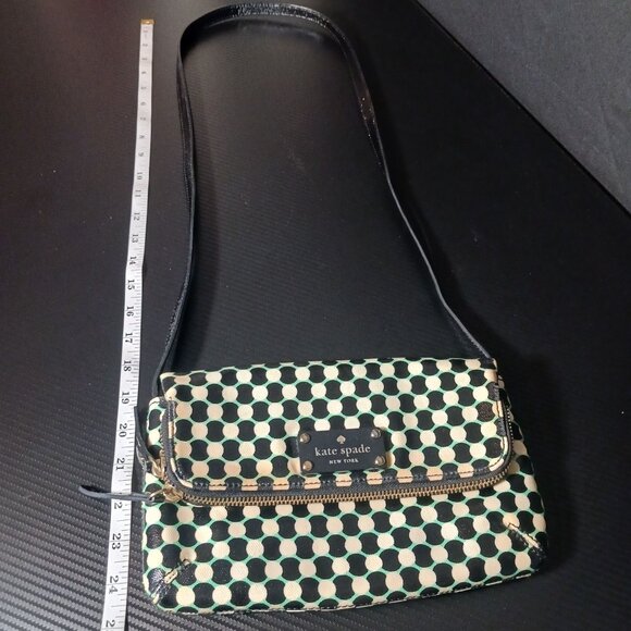 Kate Spade Dundee Drive Alec Flap Pocket Crossbody Bag Mint Polka Dot Purse - Picture 13 of 15